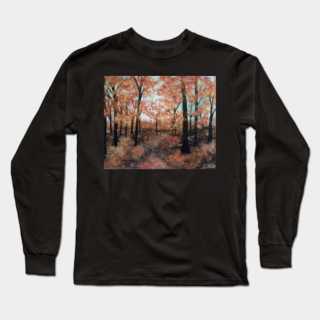 Autumn walk in the woods Long Sleeve T-Shirt by Edwardtiptonart